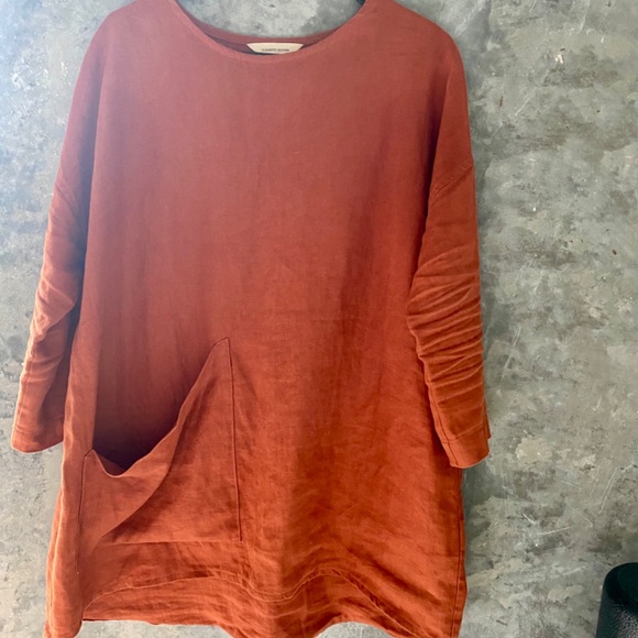 Elizabeth Suzann Harper Single Front Pocket Tunic Linen OSM - Picture 2 of 8